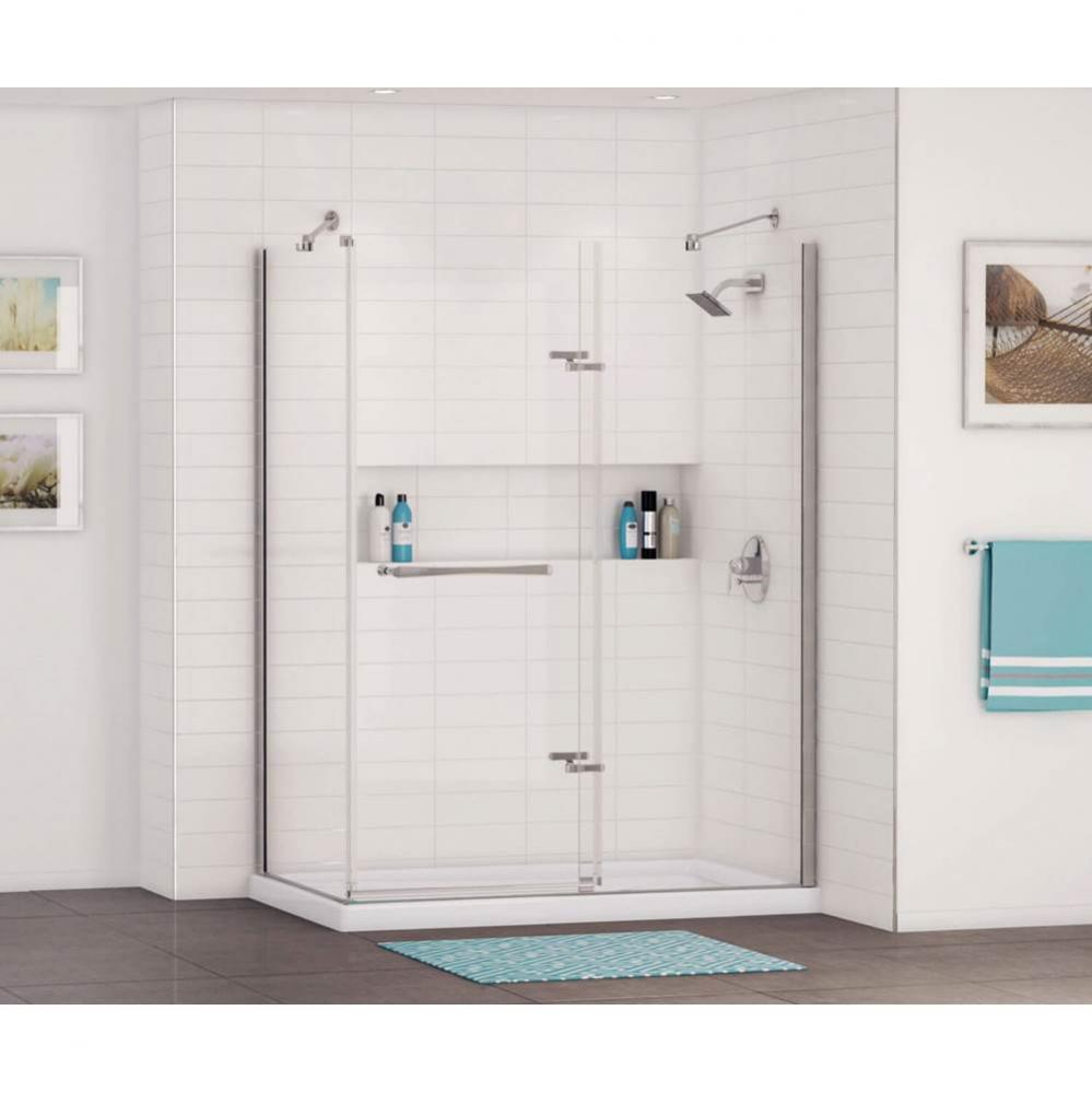 MAAX 59.75 in. x 36.25 in. x 4.125 in. Rectangular Corner Shower Base with Left Drain in White