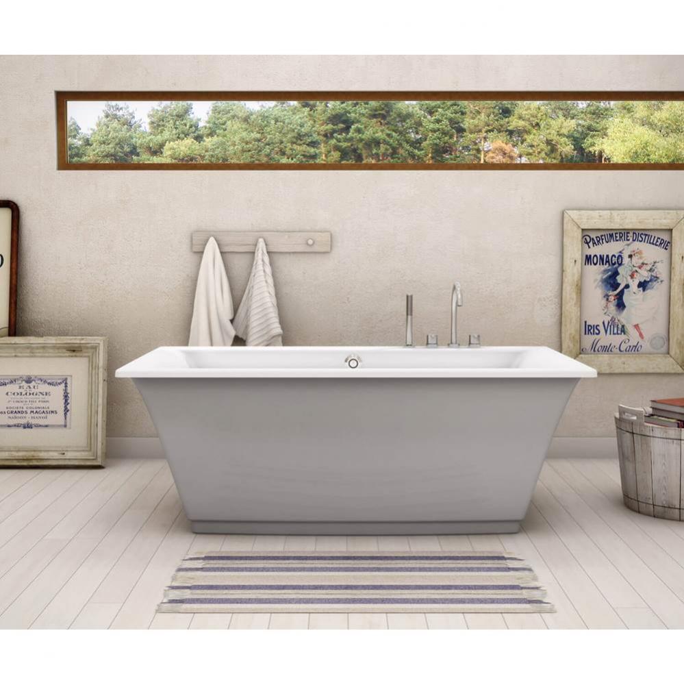 Optik F 66 in. x 36 in. Freestanding Bathtub with Aerofeel System Center Drain in Sterling Silver