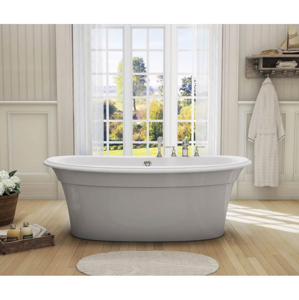 Ella Sleek 66 in. x 36 in. Freestanding Bathtub with Center Drain in Sterling Silver