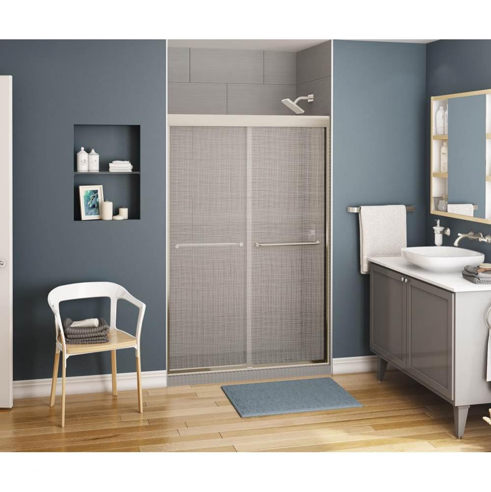 Kameleon SC 43-47 in. x 71 in. Bypass Alcove Shower Door with Linen Glass in Brushed Nickel