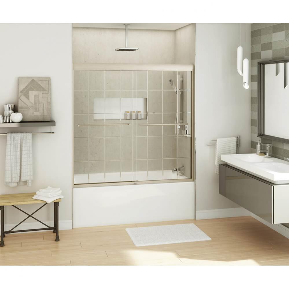 Kameleon SC 55-59 in. x 57 in. Bypass Tub Door with French Door Glass in Brushed Nickel