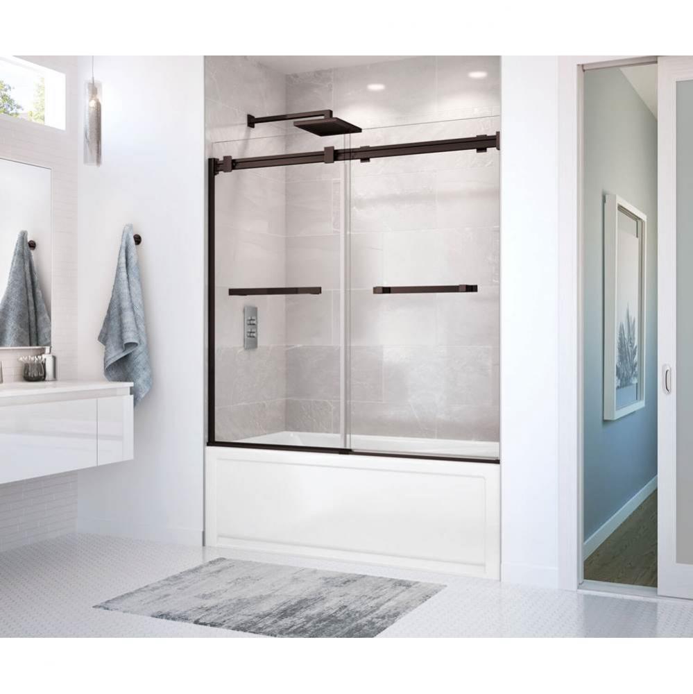 Duel 56-59 x 55 1/2-59 in. 8 mm Sliding Tub Door for Alcove Installation with Clear glass in Dark