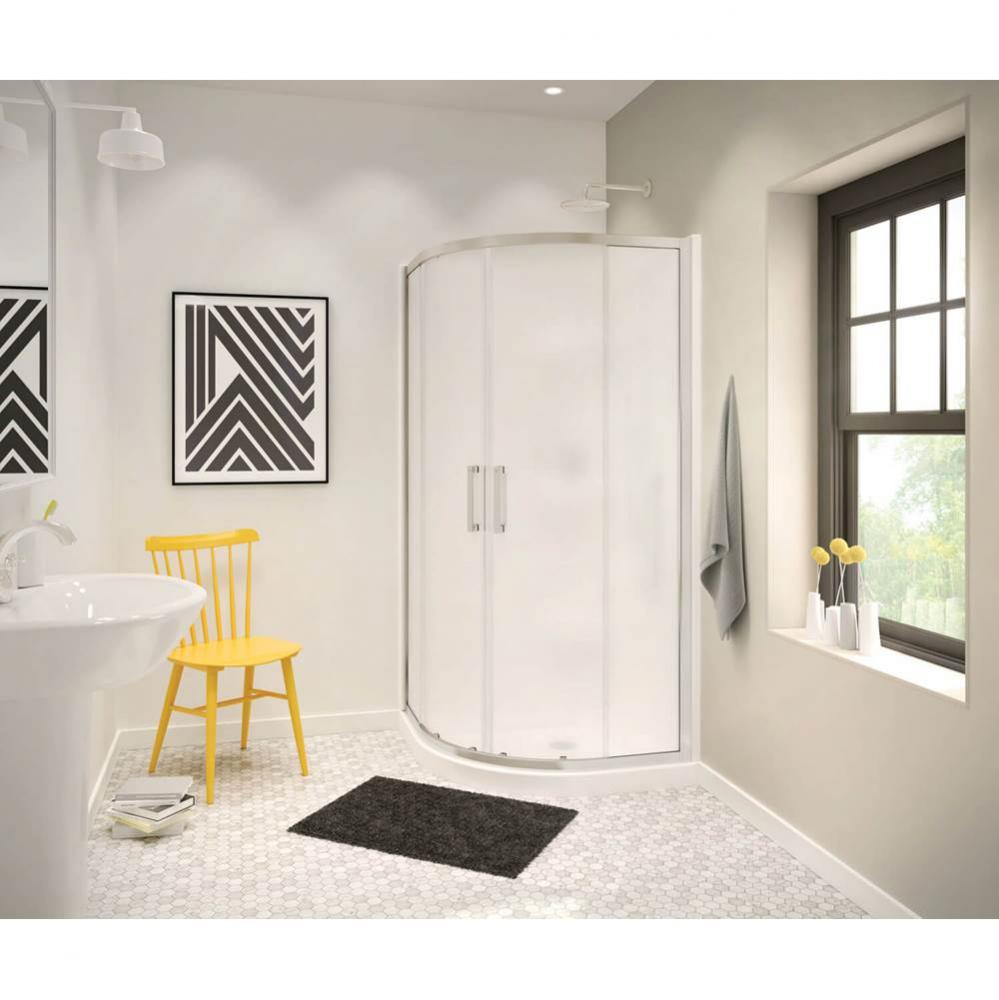 Radia Neo-round 40 in. x 40 in. x 71.5 in. Sliding Corner Shower Door with Mistelite Glass in Brus