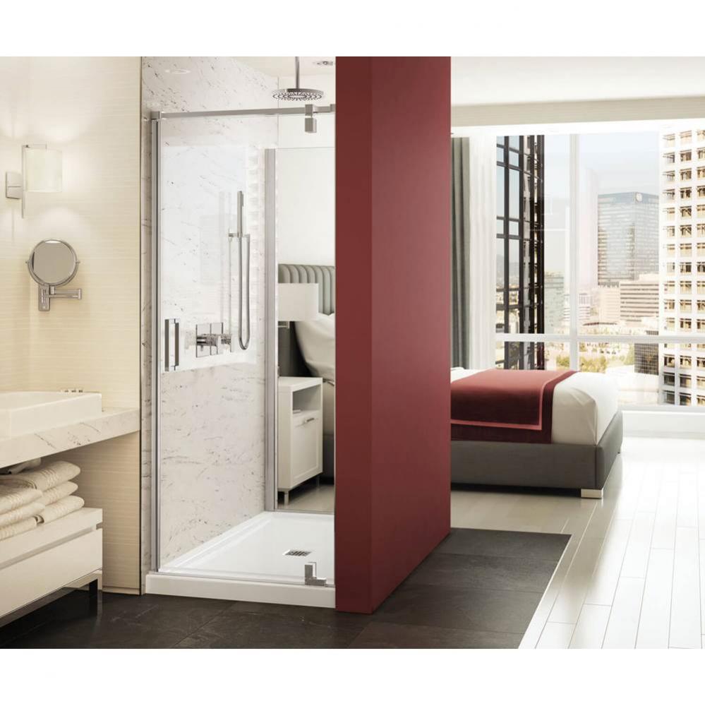 ModulR 34 in. x 78 in. Pivot Tunnel Shower Door with Clear Glass in Brushed Nickel