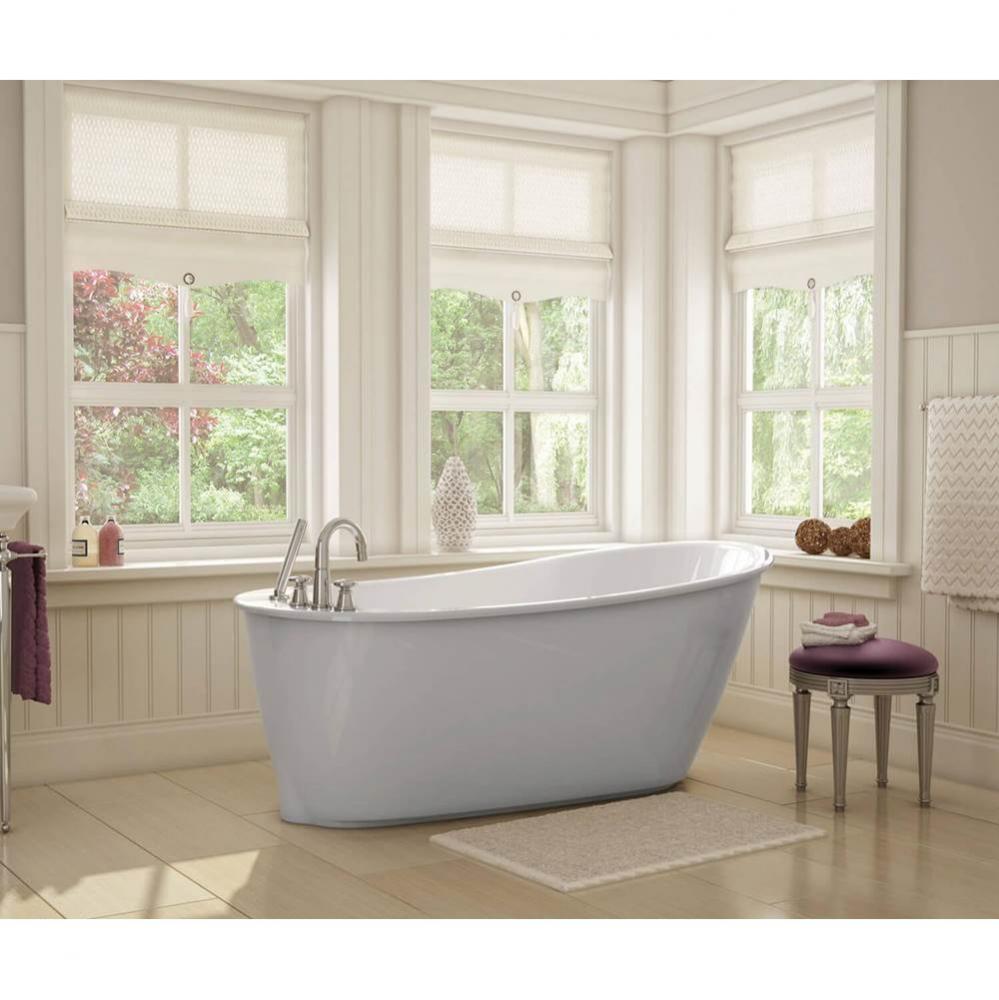 Sax AcrylX Freestanding End Drain Bathtub in White with Sterling Silver Skirt