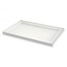 Maax 410004-501-001-001 - B3Round 6030 Acrylic Alcove Shower Base in White with Left-Hand Drain