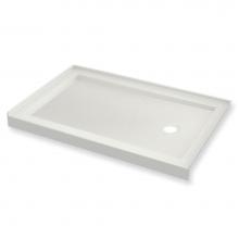 Maax 410035-541-001-001 - B3Round 6034 Acrylic Alcove Shower Base in White with Anti-slip Bottom with Left-Hand Drain