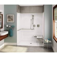 Maax 106081-000-002-117 - OPS-6036-RS ADA Compliant (with Seat) AcrylX Alcove Center Drain One-Piece Shower in White