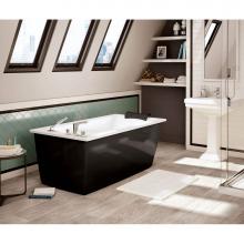 Maax 105571-055-015 - Optik 6032 F Acrylic Freestanding End Drain Aerofeel Bathtub in White with Black Skirt