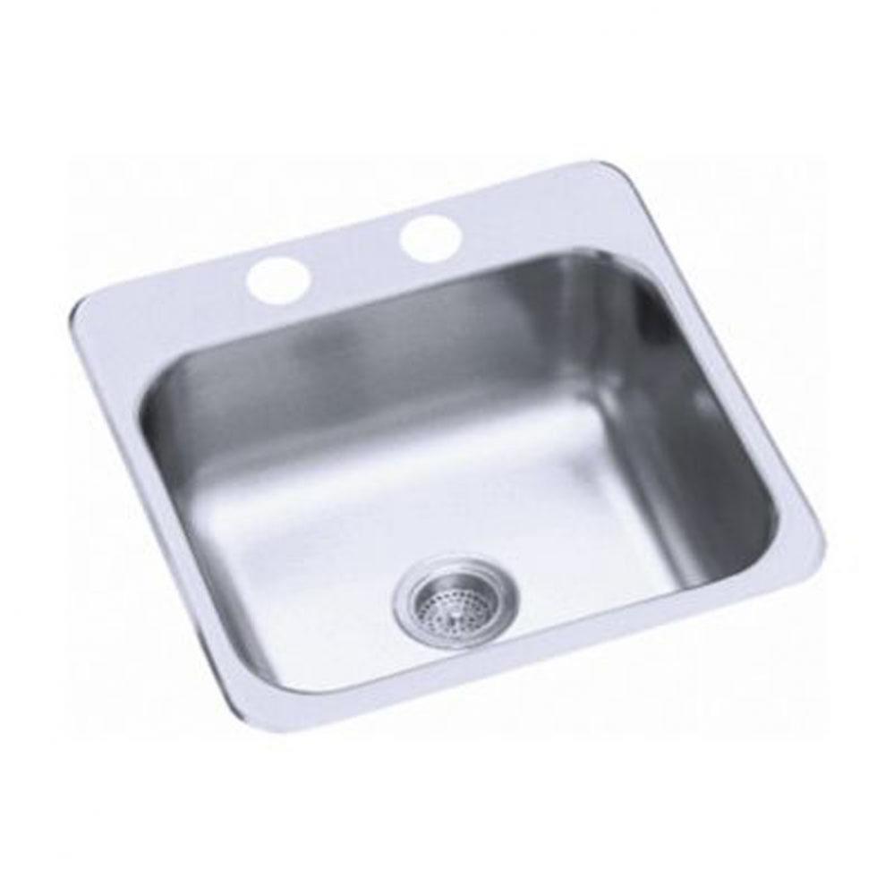 Top-mount single-basin bar sink, 15&apos;&apos; x 15&apos;&apos; x 5-1/2&apos;&apos;