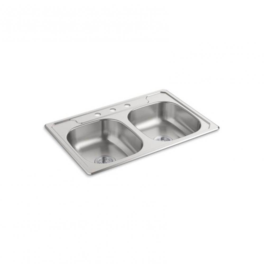 Middleton 33&apos;&apos; x 22&apos;&apos; x 6&apos;&apos; Double Basin Sink, 20 pack