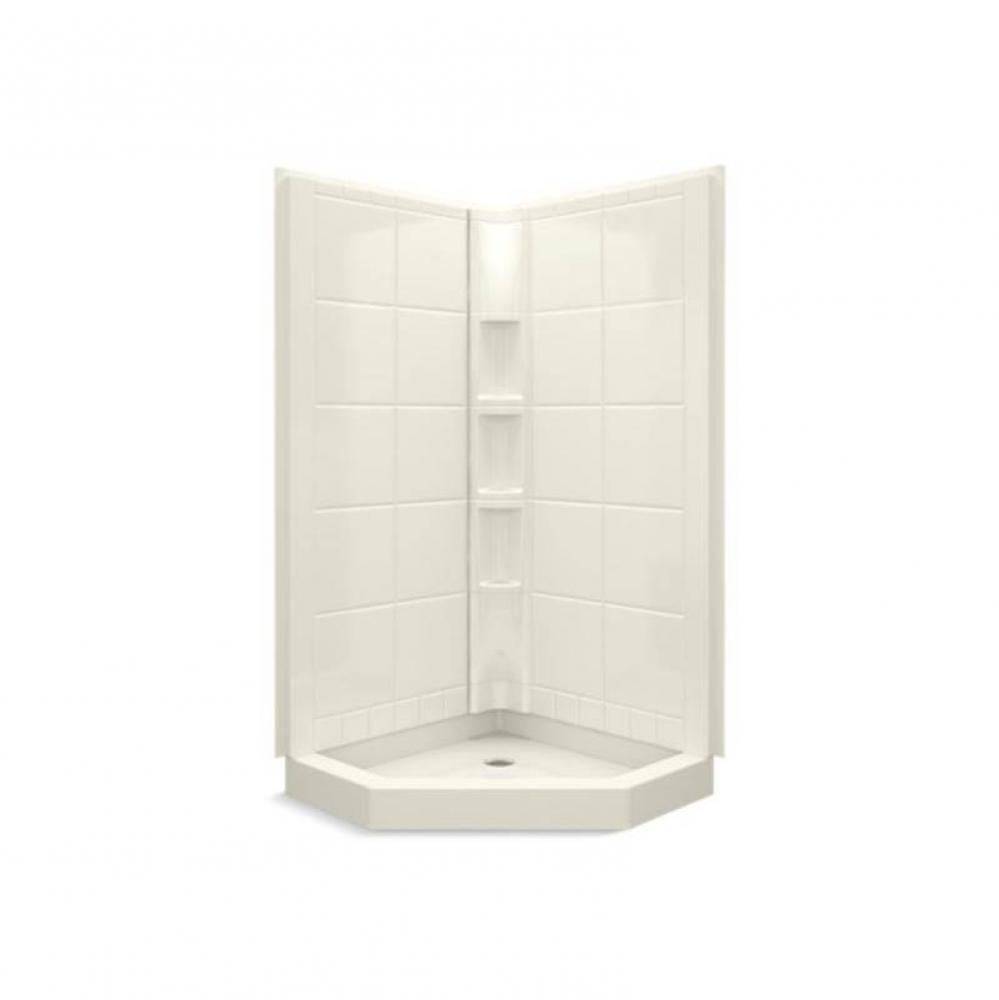 Intrigue™ 39&apos;&apos; x 39&apos;&apos; x 79&apos;&apos; tile neo-angle shower with Aging in P