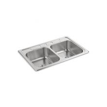 Sterling Plumbing 14707-3H-NA - Professional Series Self-rimming Kitchen Sink, 33'' x 22'' x 7''