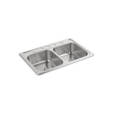 Sterling Plumbing 14707-4H-NA - Professional Series Self-rimming Kitchen Sink, 33'' x 22'' x 7''
