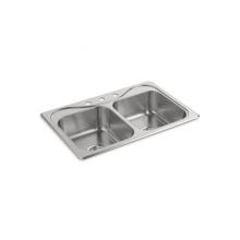 Sterling Plumbing 11402-3H-NA - Double-basin Kitchen Sink, 33'' x 22'' x 8''