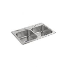 Sterling Plumbing 11402-4H-NA - Double-basin Kitchen Sink, 33'' x 22'' x 8''