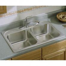 Sterling Plumbing F11400-3-NA - Southhaven(TM) Double-basin Kitchen Sink, 33'' x 22'' x 6-1/2''
