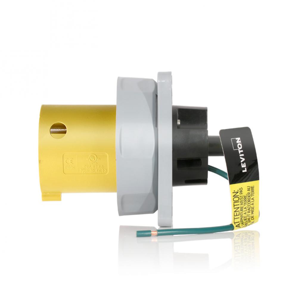 30 Amp Pin & Sleeve Inlet-YELLOW
