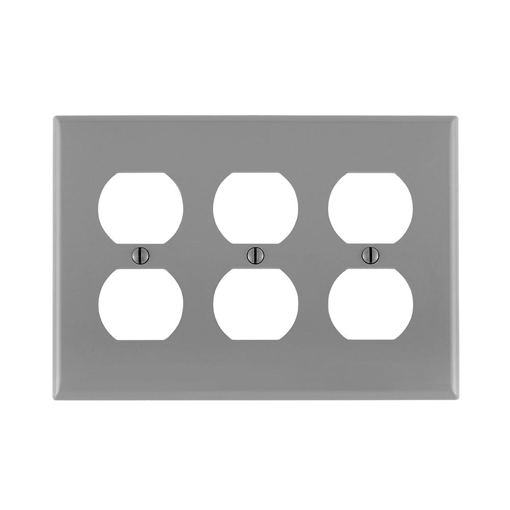 3 GANG RECEP WALLPLATE GRAY