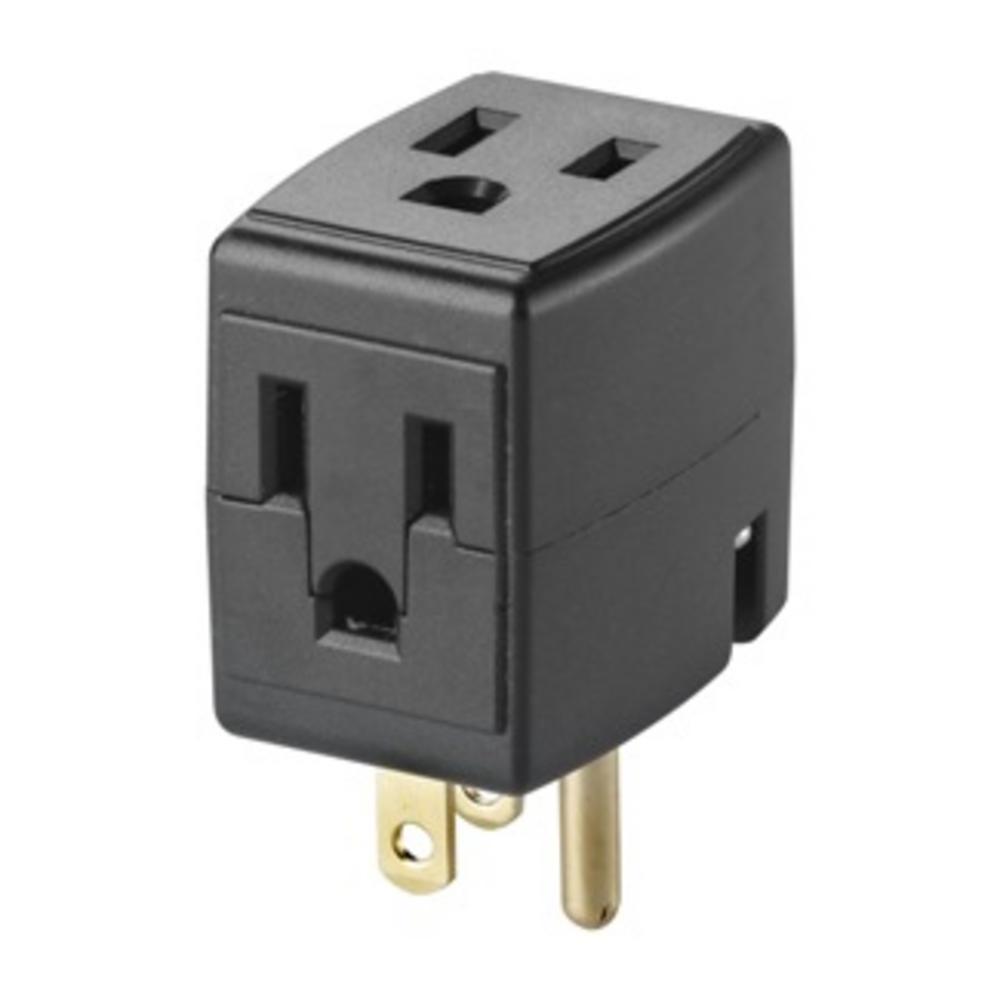 GROUNDED CUBE TRIPLE OUTLET ADAPTER.