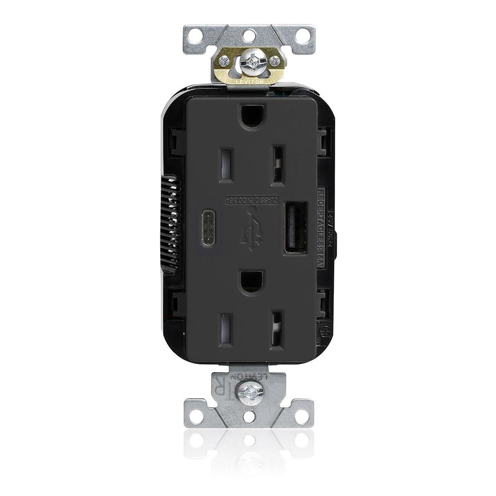 15A LEV-LOK USB TR OUTLET TYPE A-C