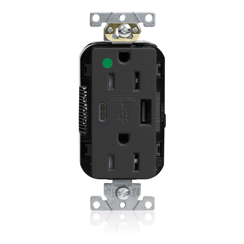 15A LEV-LOK USB TR HG OUTLET TYPE A-C