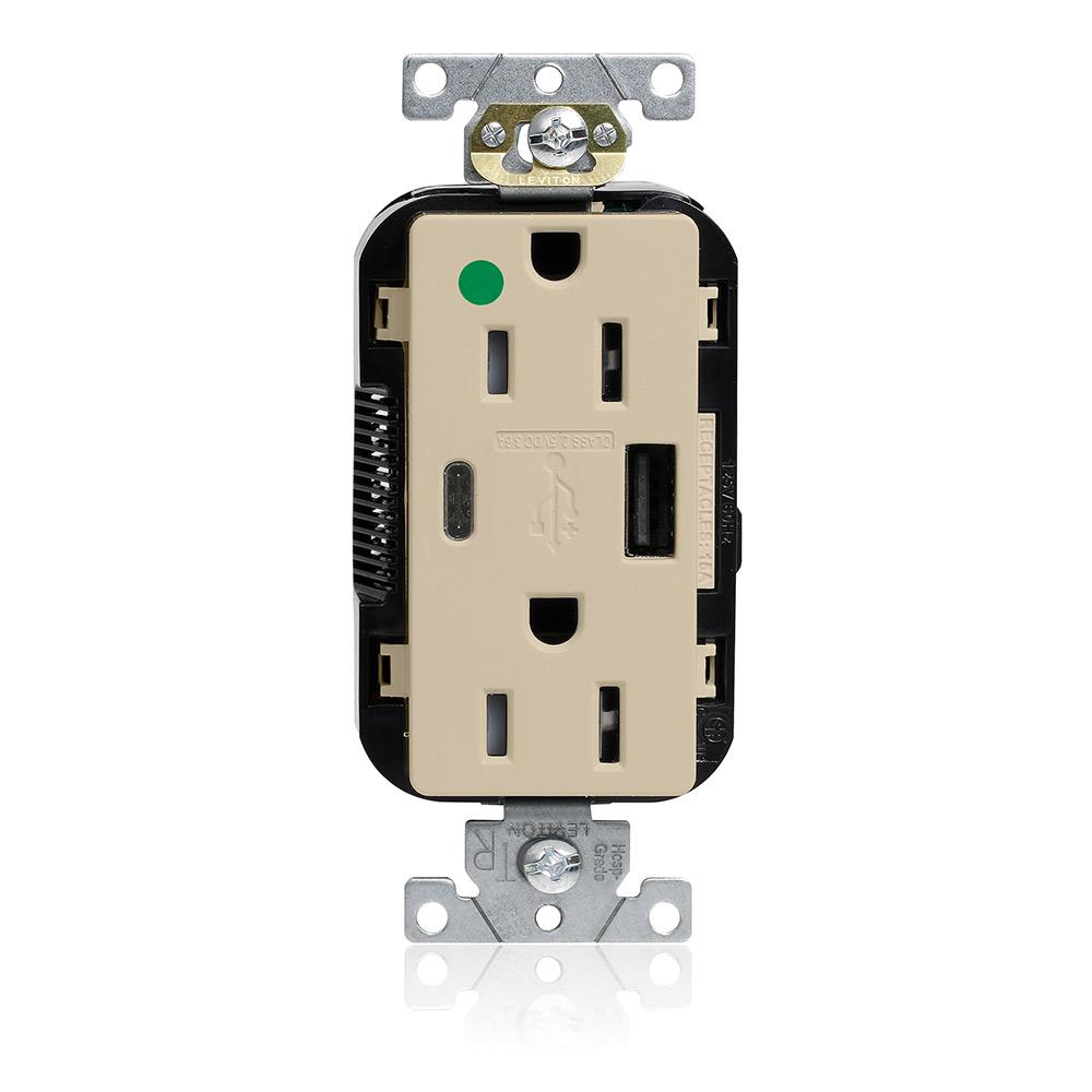 15A LEV-LOK USB TR HG OUTLET TYPE A-C