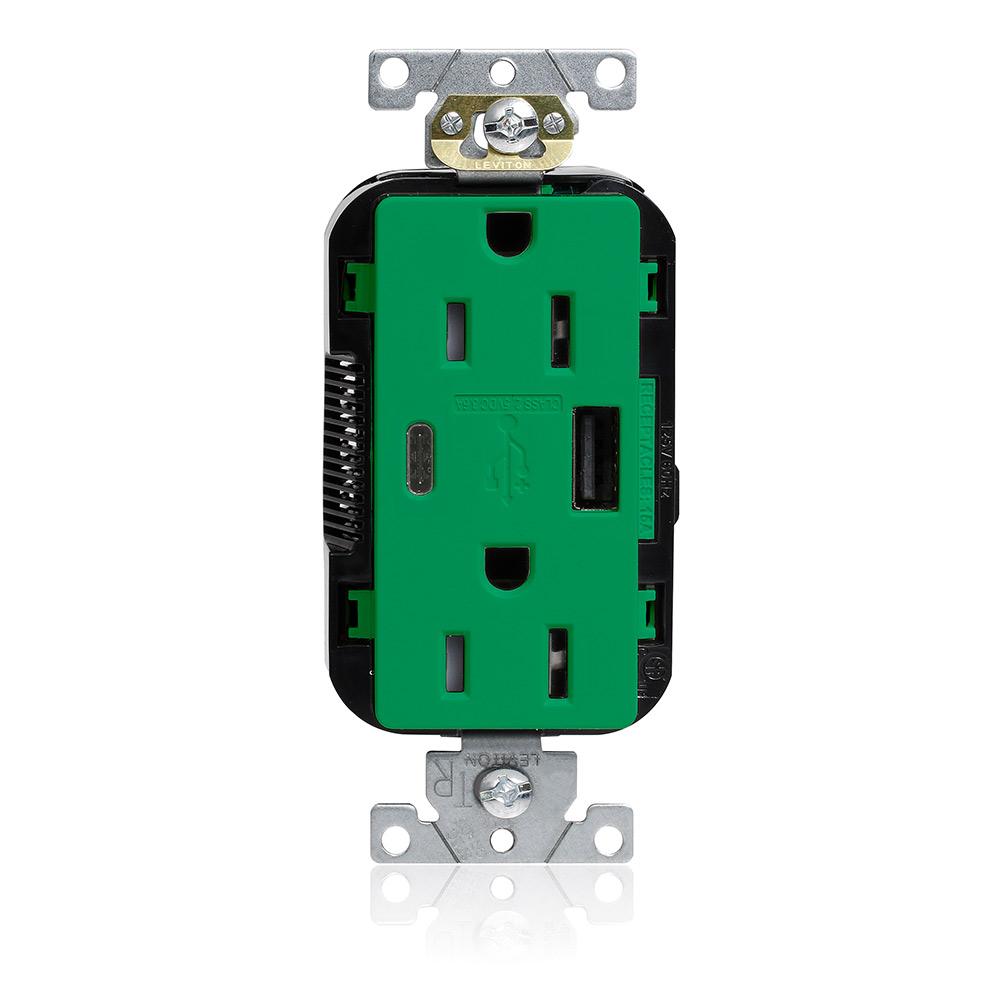 15A LEV-LOK USB TR OUTLET TYPE A-C