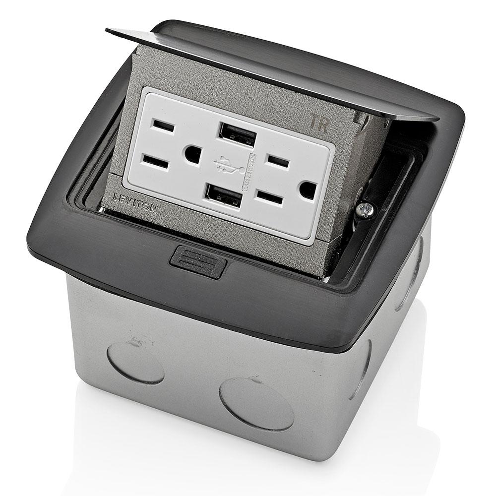 Pop-Up Floor Box w/ 15A Duplex USB MB