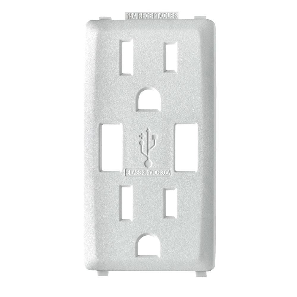 WH/WH RENU USB CHARGER 15A REC FACEPLATE