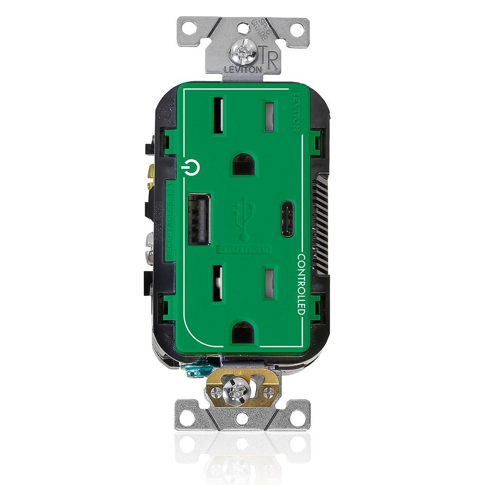 15A MARKED CONTROLLED USB AC RECEPTACLE