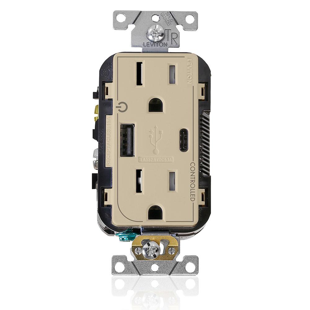 15A MARKED CONTROLLED USB AC RECEPTACLE