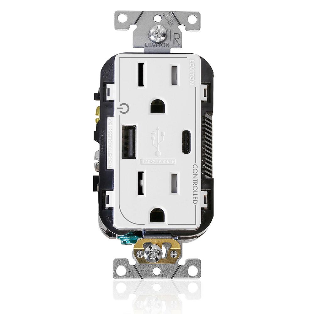 15A MARKED CONTROLLED USB AC RECEPTACLE