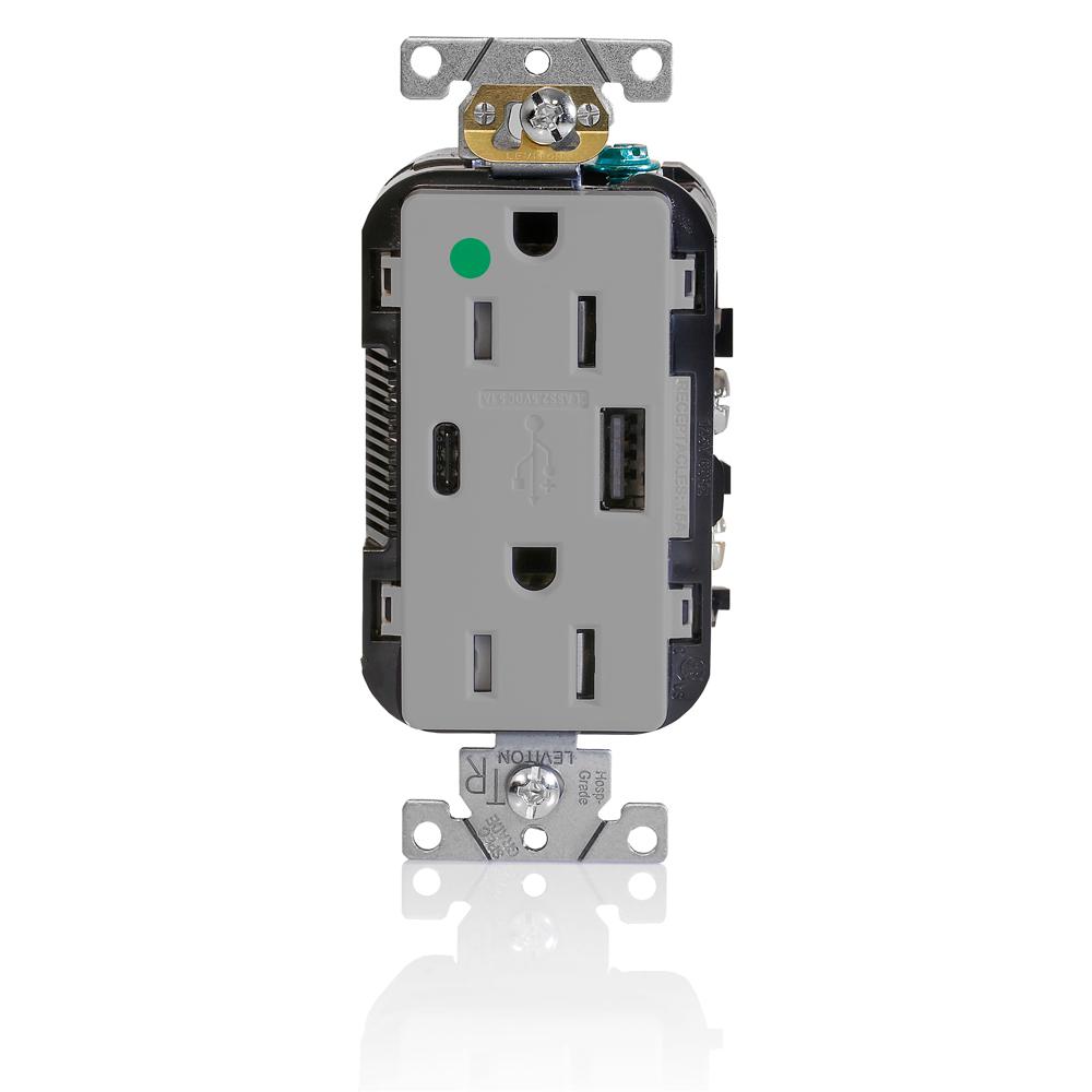 USB HSP GRD TR RCPT 15A GRAY