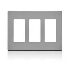 Leviton 80311-GY - SCREWLESS 3 GANG PLATE