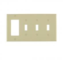 Leviton 80732-I - 4 GANG 3 TOGGLE AND 1 DECORA WLPLT IVORY