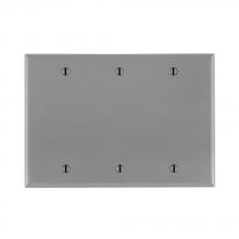 Leviton 80735-GY - 3 GANG BLANK WALLPLATE GRAY