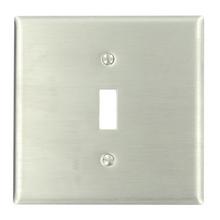 Leviton 84040-40 - 2G SS METAL WP SATIN 302 1TOGGLE CENTERD