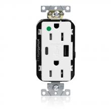 Leviton M56AC-HGW - 15A LEV-LOK USB TR HG OUTLET TYPE A-C