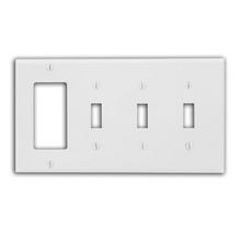 Leviton 80732-W - 4 GANG 3 TOGGLE AND 1 DECORA WLPLT WHITE