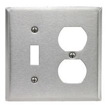 Leviton 84005-40 - 2G SS METAL WP SATIN 302 1DUPLEX 1TOGGLE