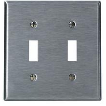 Leviton 84009-40 - 2G SS METAL WALLPLATE SATIN 302 2TOGGLE