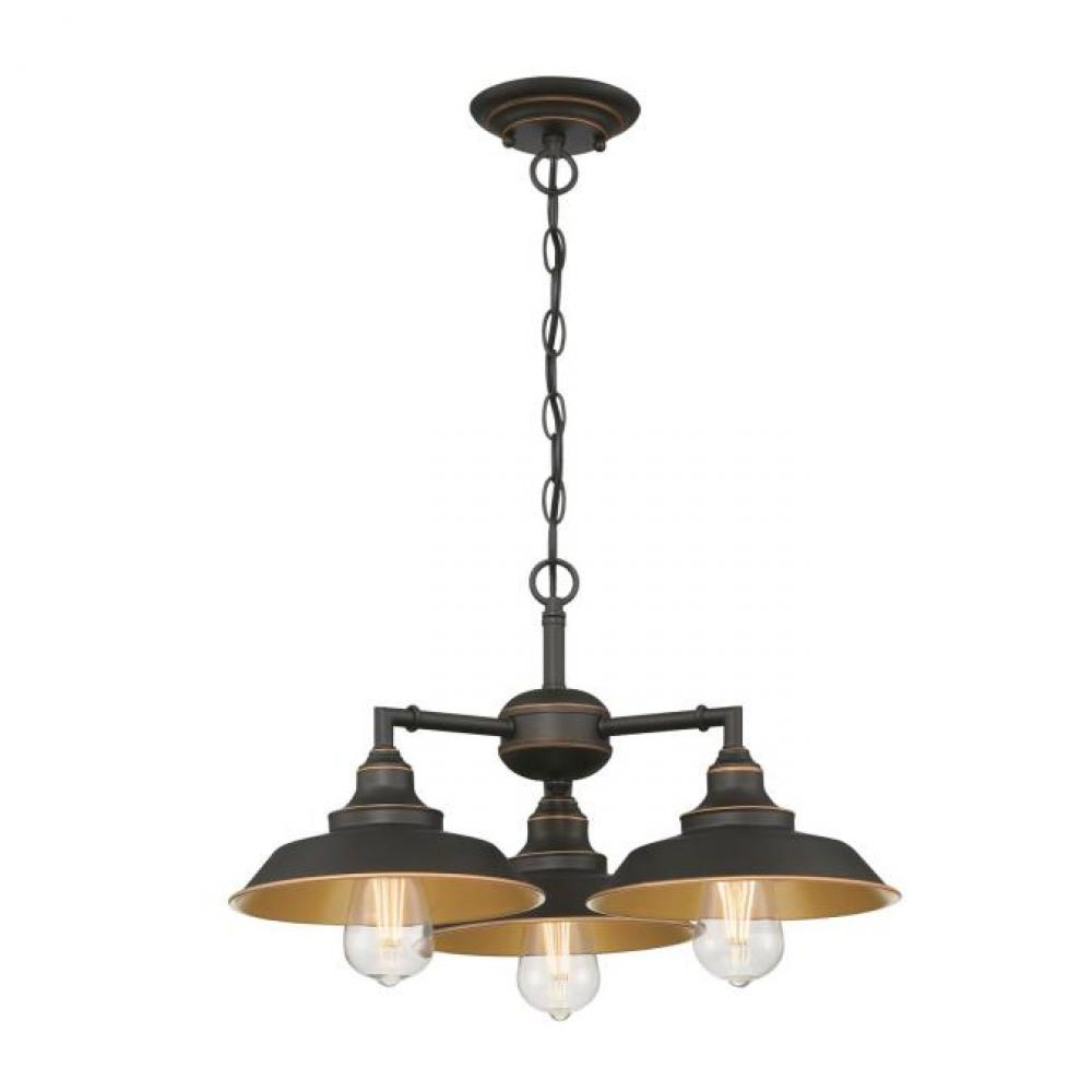 Iron Hill Three-Light Indoor Chandelier/Semi-Flu