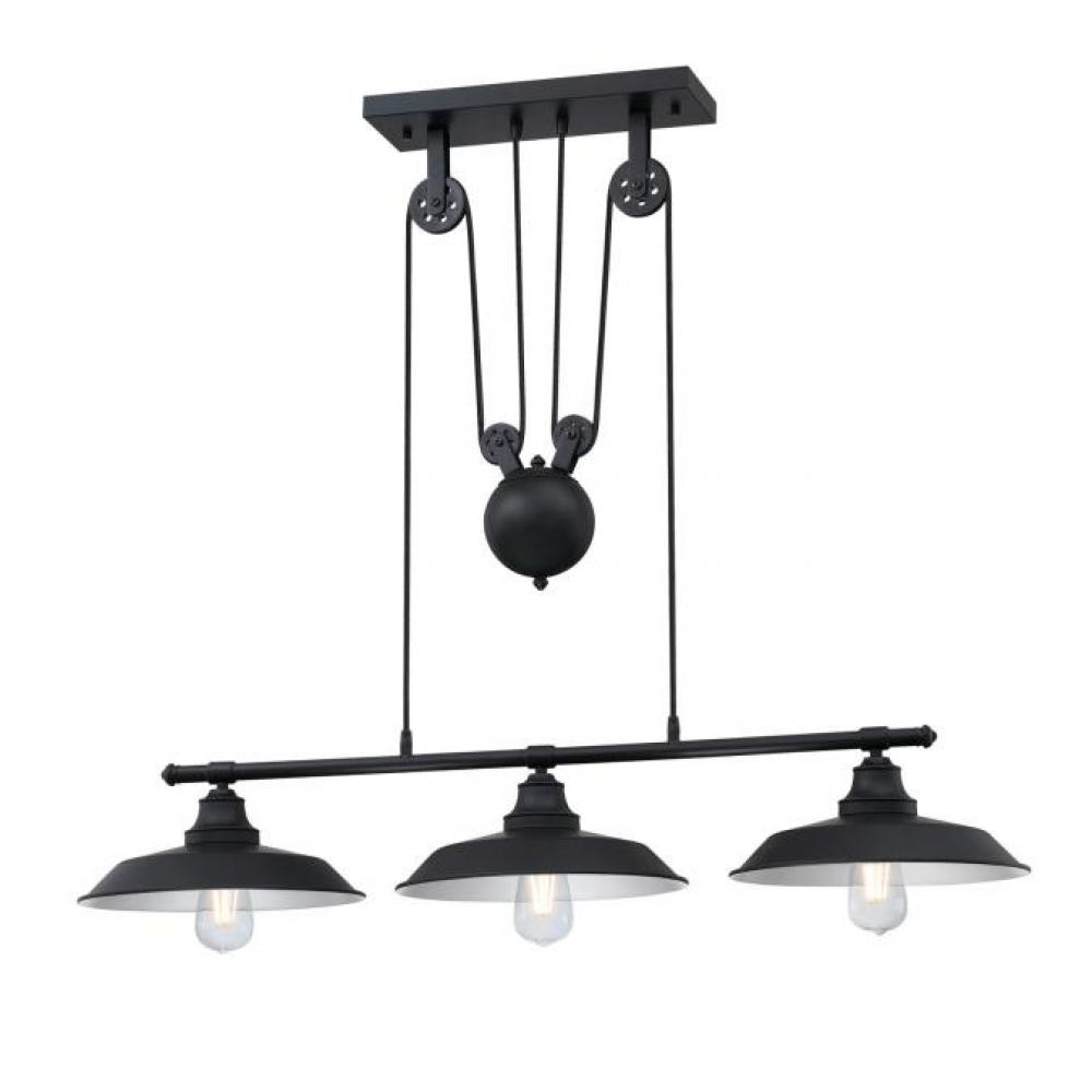 Iron Hill Three-Light Indoor Pulley Pendant