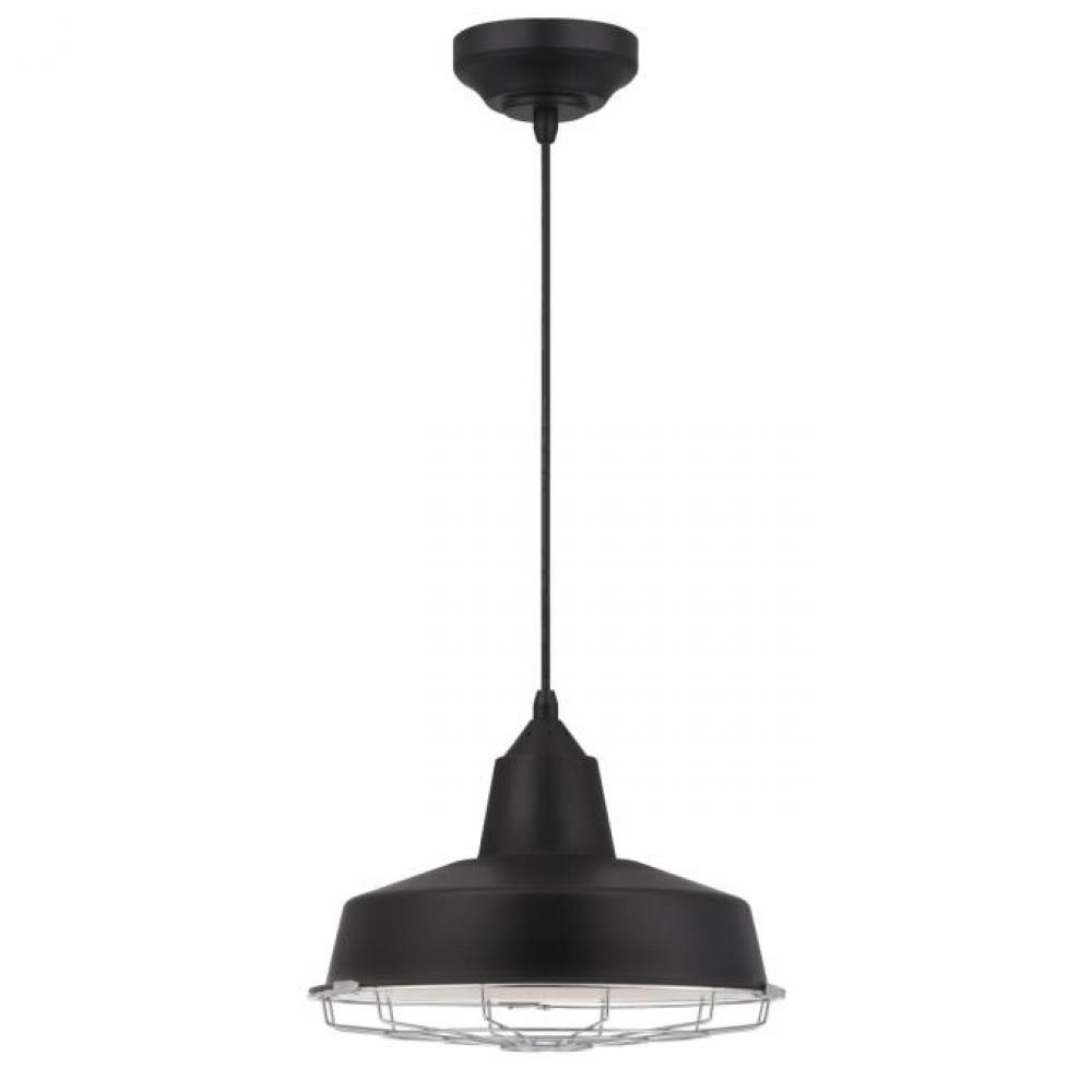 15W Dim LED Pendant Black w/Chrome Cage