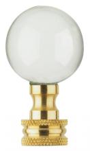 Westinghouse 7068600 - 1-7/8" Clear Glass Ball Finial with Brass Fi