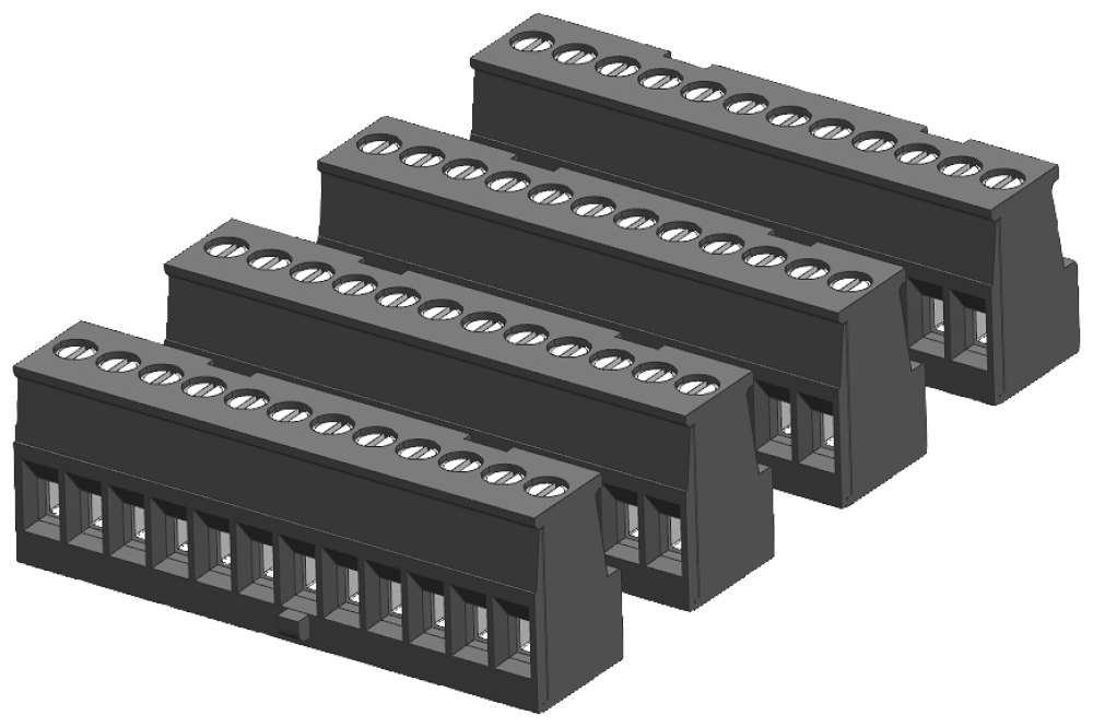 Connector Block. 12 Poles. Tin (4/PK)
