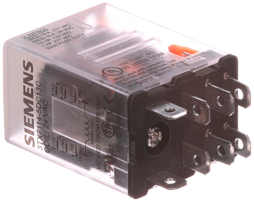 PLUG-IN RELAY, DPDT, 15A, 24VAC