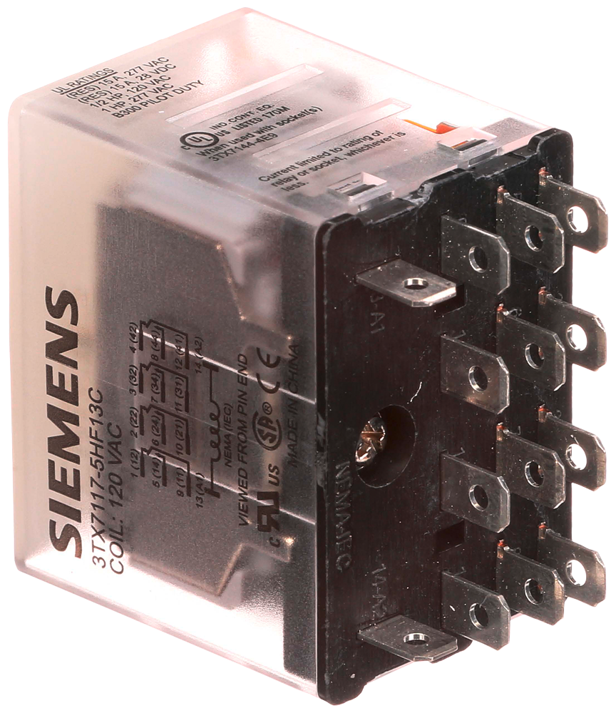 PLUG-IN RELAY, 4PDT, 15A, 120VAC