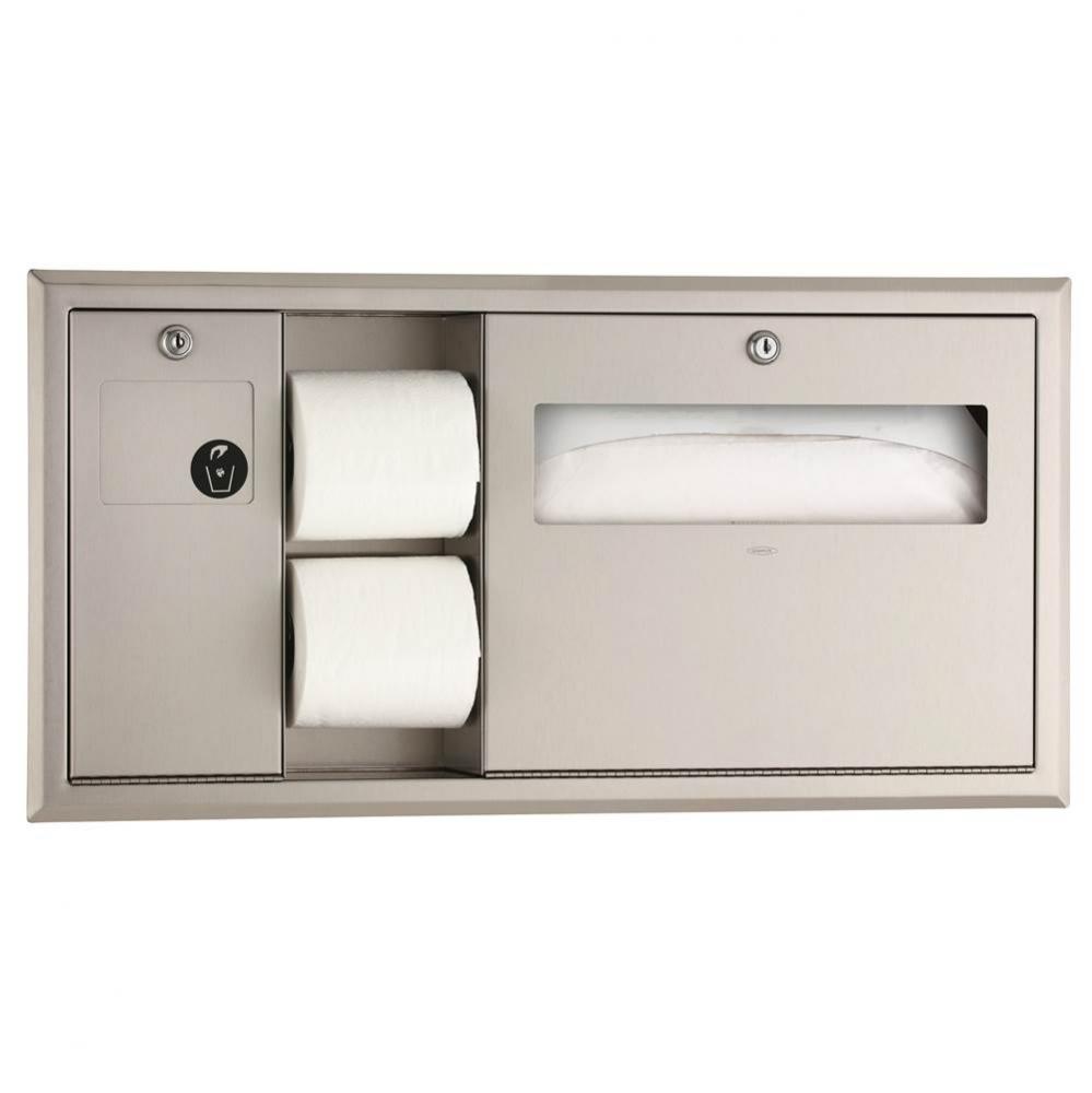Recessed Toilet Tissue, Seat-Cover Dispenser And Waste Disposal, Left